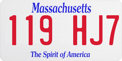 MA license plate 119HJ7