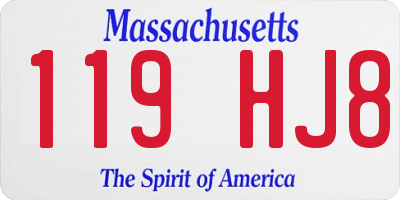 MA license plate 119HJ8