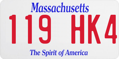 MA license plate 119HK4