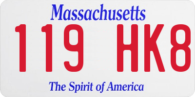 MA license plate 119HK8