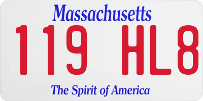 MA license plate 119HL8