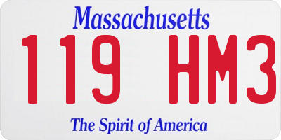 MA license plate 119HM3
