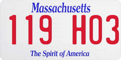 MA license plate 119HO3