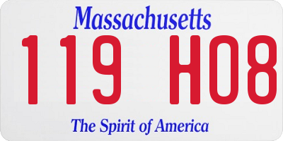 MA license plate 119HO8