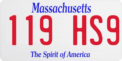 MA license plate 119HS9