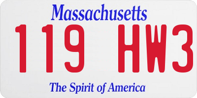 MA license plate 119HW3