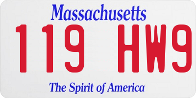 MA license plate 119HW9