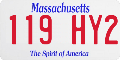 MA license plate 119HY2