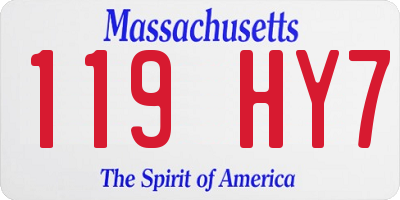 MA license plate 119HY7