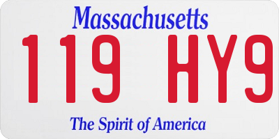 MA license plate 119HY9