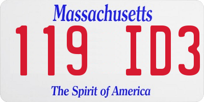 MA license plate 119ID3