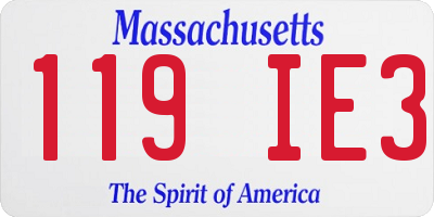 MA license plate 119IE3