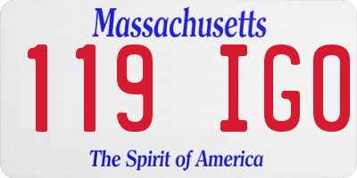 MA license plate 119IG0