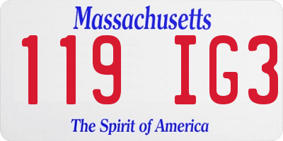 MA license plate 119IG3