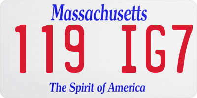 MA license plate 119IG7