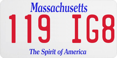 MA license plate 119IG8