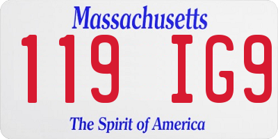 MA license plate 119IG9