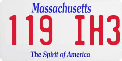 MA license plate 119IH3