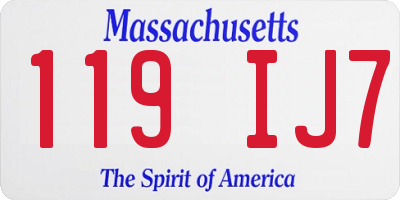 MA license plate 119IJ7