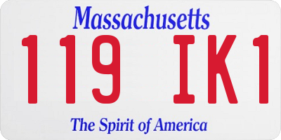 MA license plate 119IK1