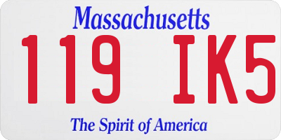MA license plate 119IK5