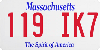 MA license plate 119IK7