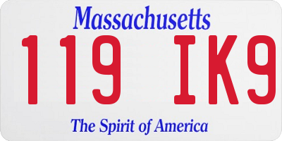 MA license plate 119IK9