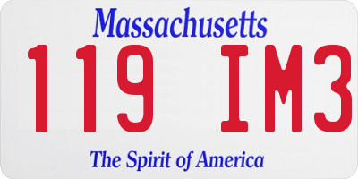 MA license plate 119IM3