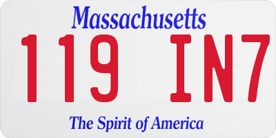 MA license plate 119IN7