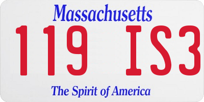 MA license plate 119IS3