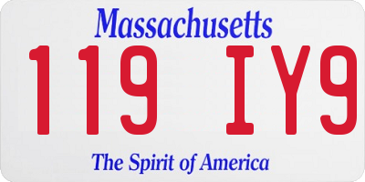 MA license plate 119IY9