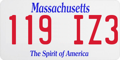 MA license plate 119IZ3