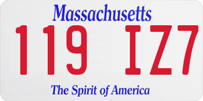 MA license plate 119IZ7
