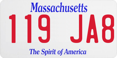 MA license plate 119JA8