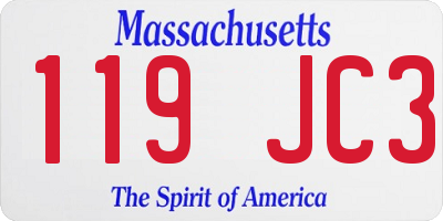 MA license plate 119JC3