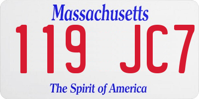 MA license plate 119JC7