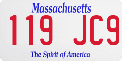 MA license plate 119JC9