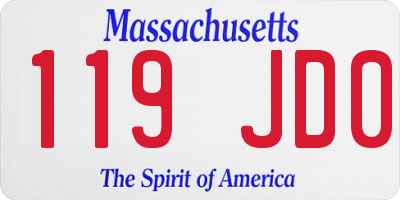 MA license plate 119JD0