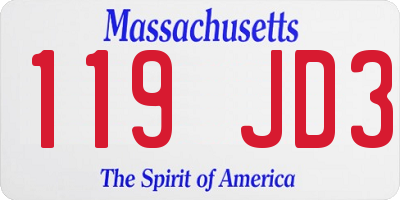 MA license plate 119JD3