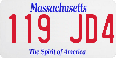 MA license plate 119JD4