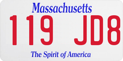 MA license plate 119JD8