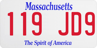 MA license plate 119JD9