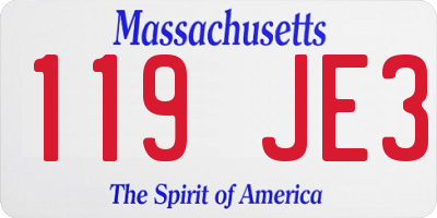 MA license plate 119JE3