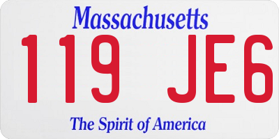 MA license plate 119JE6