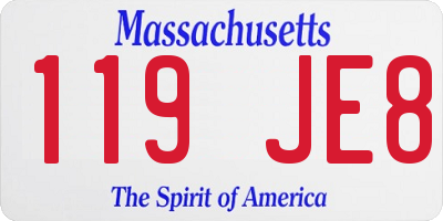 MA license plate 119JE8