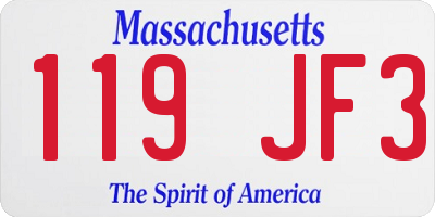 MA license plate 119JF3