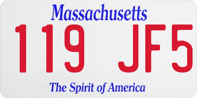 MA license plate 119JF5