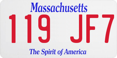 MA license plate 119JF7