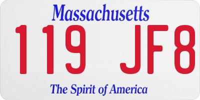 MA license plate 119JF8
