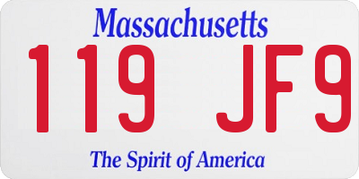 MA license plate 119JF9